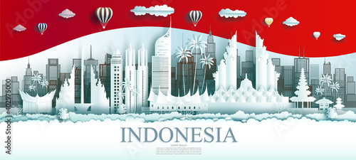 Travel Indonesia top world famous city ancient and palace architecture.