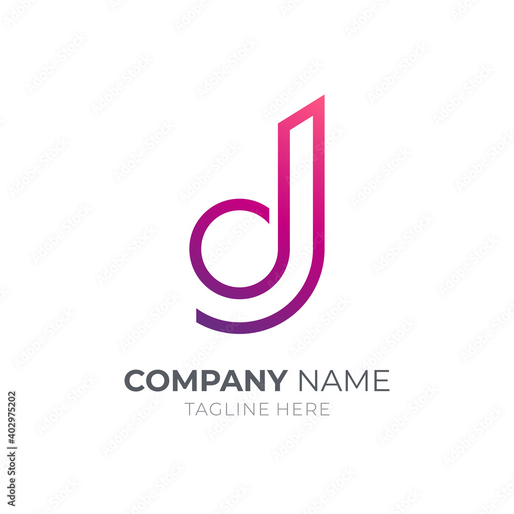 Letter d and letter j monogram logo with minimalist line concept Letter d and letter j monogram logo with minimalist line concept