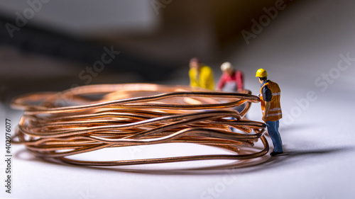 Copper cable processing workers