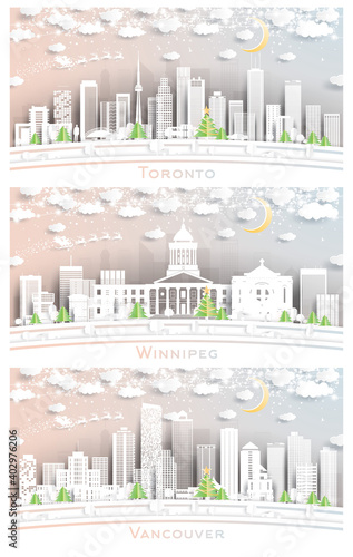 Photography Winnipeg, Vancouver and Toronto Canada City Skyline Set.