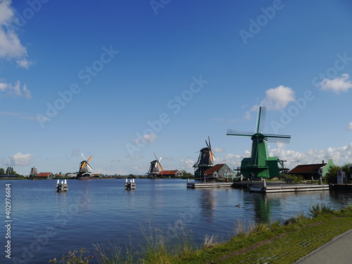 Photos of popular attractions in Zaandem, Netherlands, natural atmosphere. Beautiful windmill on 23 September 2017