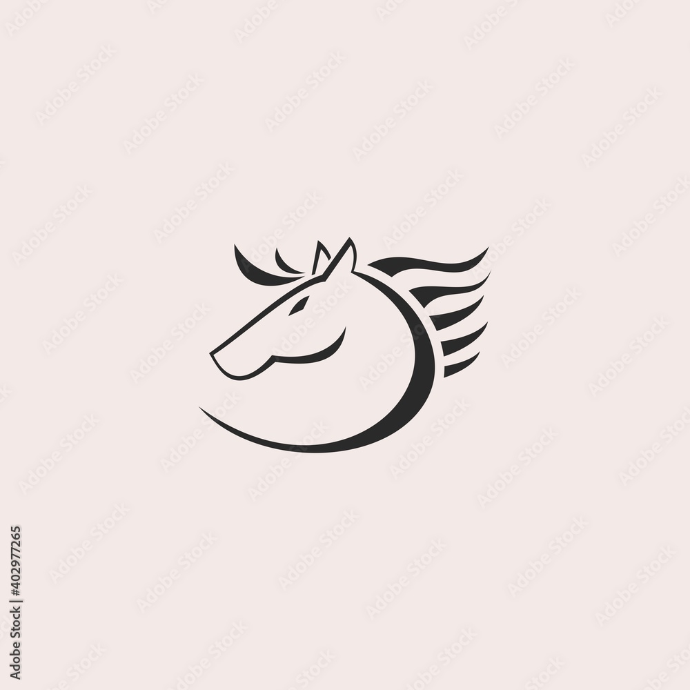 Obraz premium Simple horse logo design vector illustration