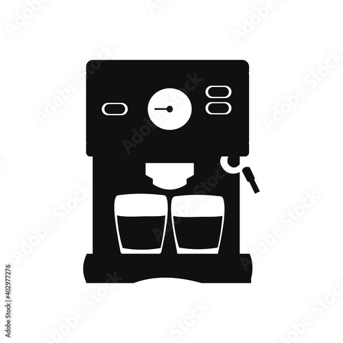 Simple icon of coffeemaker Coffee machine whith two glasses of coffee Vector illustration