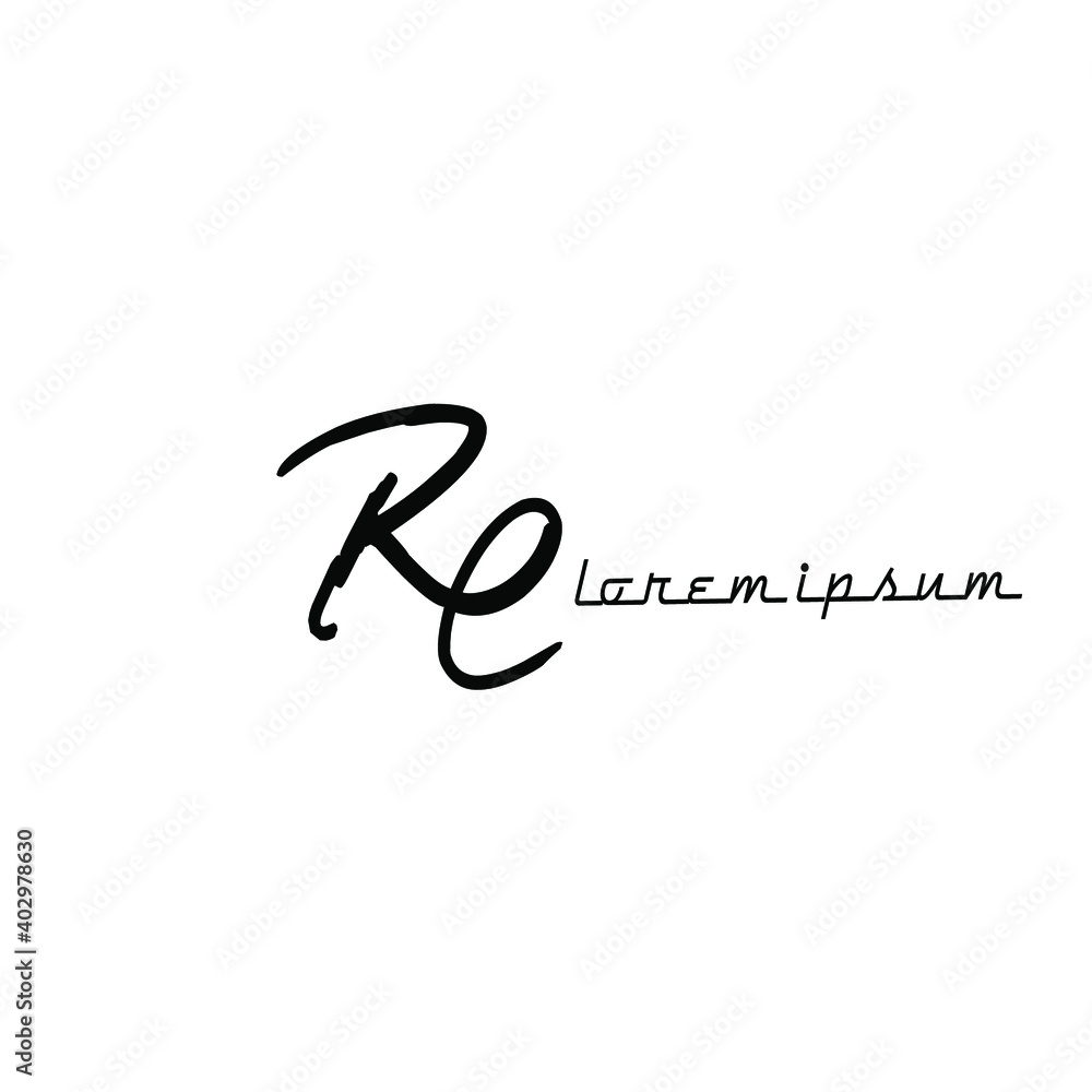 RE r e Initial handwriting creative fashion elegant design logo Sign Symbol template vector icon