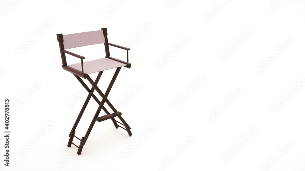 3d illustration, folding chair, portable furniture. Furniture design element isolated on white background. Side view. 3d illustration, folding chair, portable furniture. Furniture design element isolated on white background. Side view.
