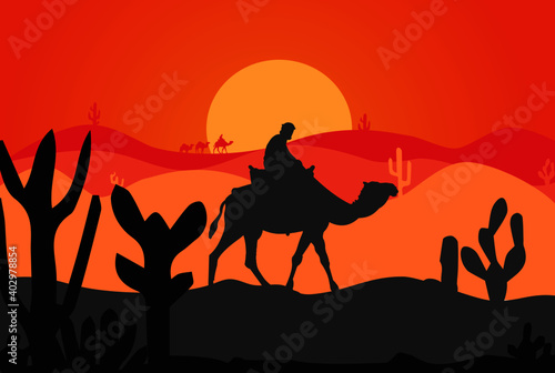 Camel on the desert vector illustration