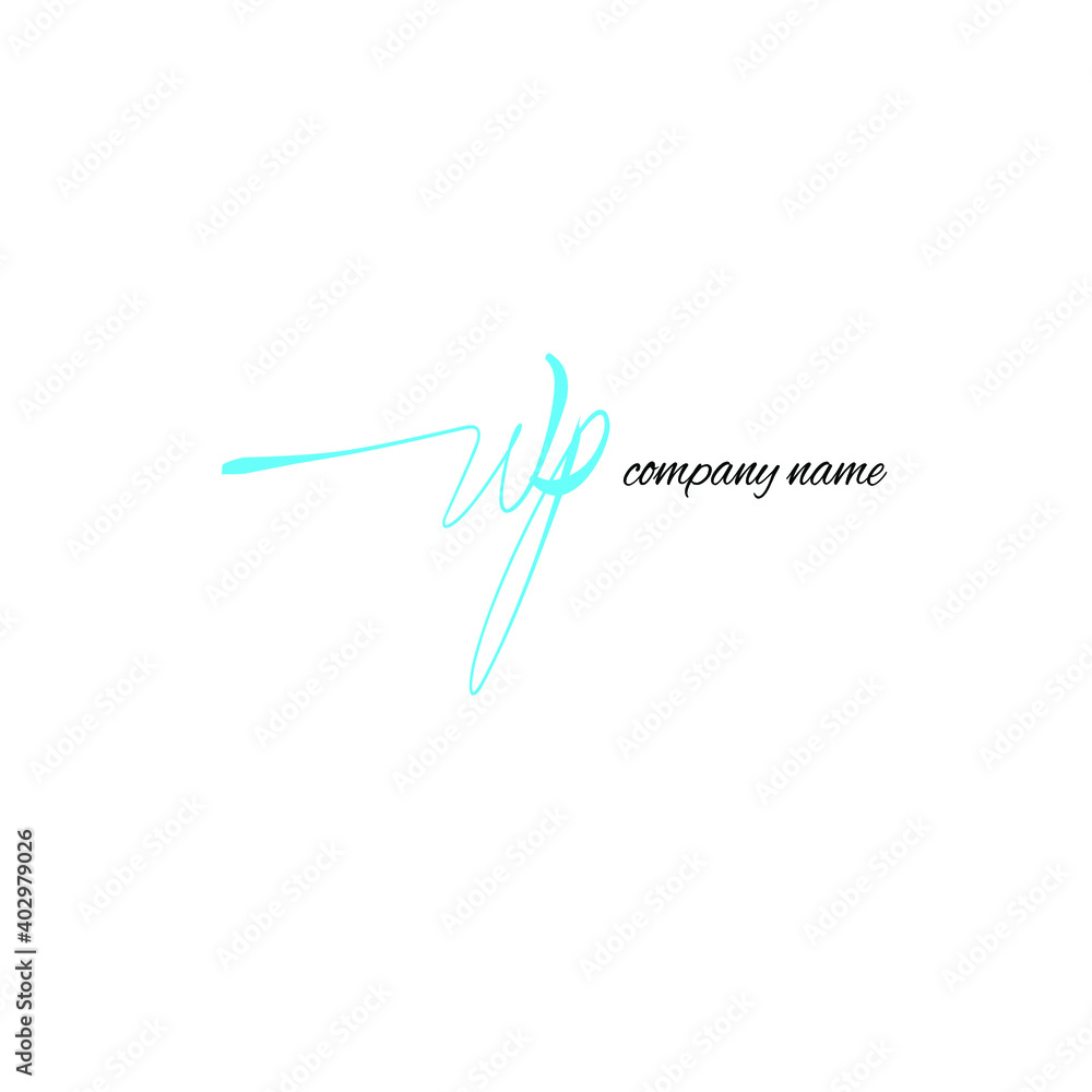 Fototapeta premium WP w p Initial handwriting creative fashion elegant design logo Sign Symbol template vector icon