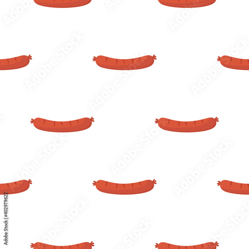 Seamless pattern with sausage on white background for kitchen, textiles, wallpaper, clothes and other