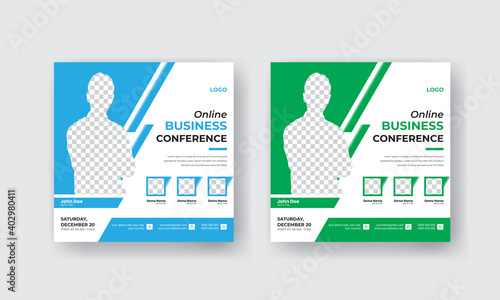 Creative Professional online conference social media post design, Corporate business online conference flyer design