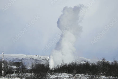 view of geysir fountain of strokkur in iceland