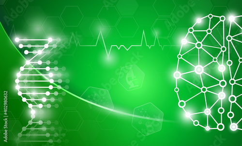 abstract background technology concept in green light,human body heal,technology modern medical science in future and global international medical with tests analysis clone DNA human
