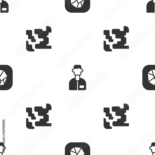 Set Salt stone, Laboratory assistant and Gaseous on seamless pattern. Vector.