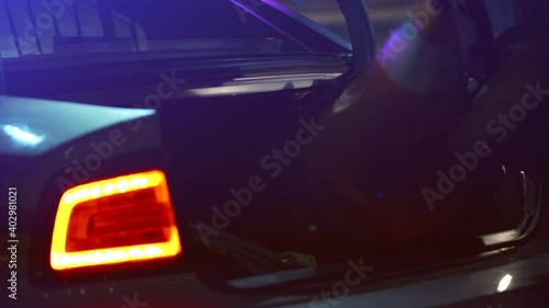 Police Woman Puts Traffic Cone into Trunk 4K