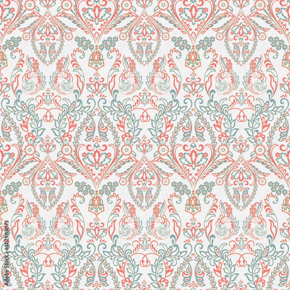 Vector Baroque floral pattern. Seamless classic floral ornament