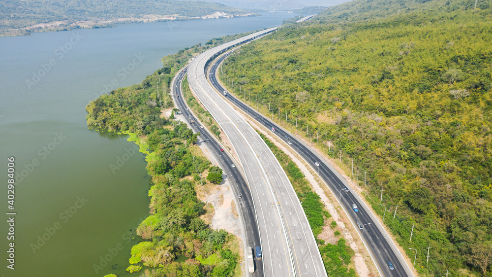 Scenic aerial view of big highway