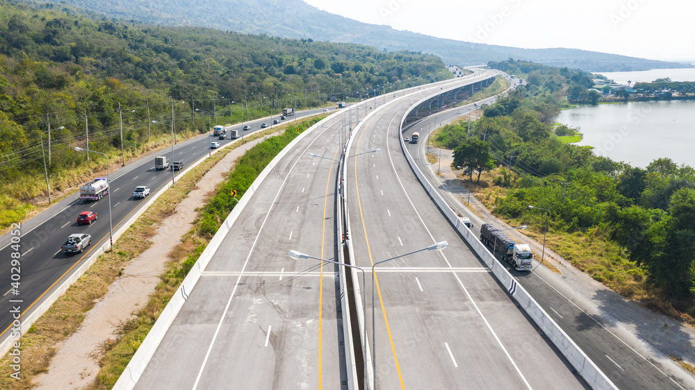 Scenic aerial view of big highway