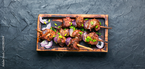 Grilled beef liver kebabs