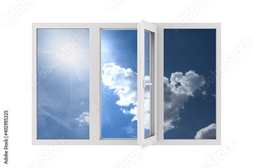 Open window on white background. Isolated 3D illustration