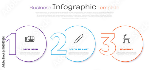 Set line Towel stack, Nail file pet and Pet grooming table. Business infographic template. Vector.
