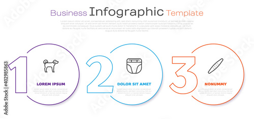 Set line Dog, Diaper for dog and Nail file pet. Business infographic template. Vector.