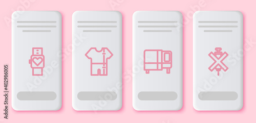 Set line Smart watch, Sport track suit, Bed and No doping syringe. White rectangle button. Vector.