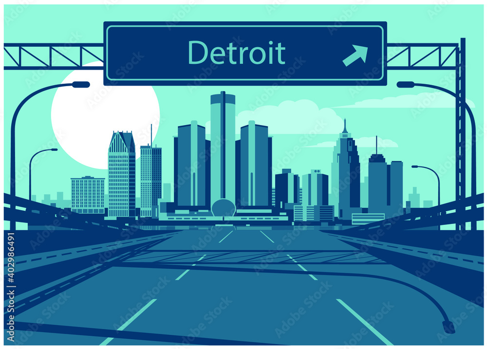 Detroit Michigan USA Skyline