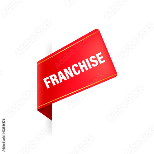 Franchise red label for marketing advertising design. Vector illustration.