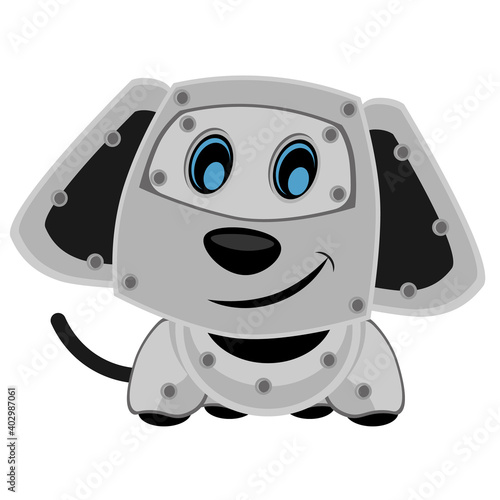 Dog steampunk robot. Unusual animal pattern mechanism vector illustration.