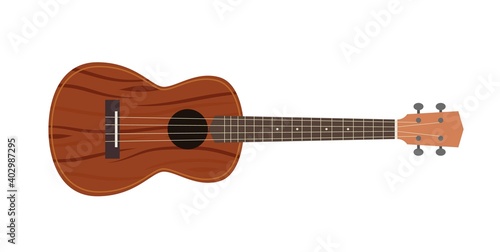 Ukulele isolated on white, musical instrument. Vector illustration