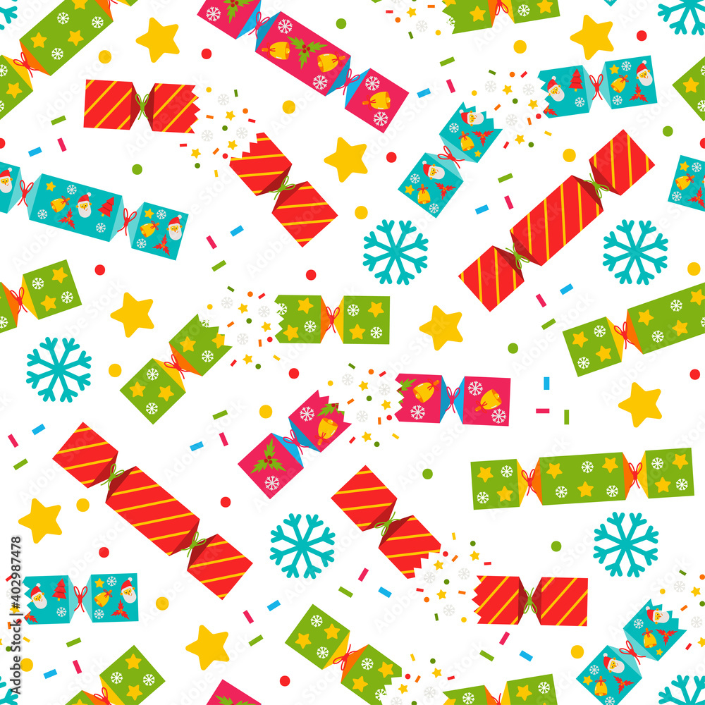 Christmas cracker vector seamless pattern. Christmas cracker vector seamless pattern.