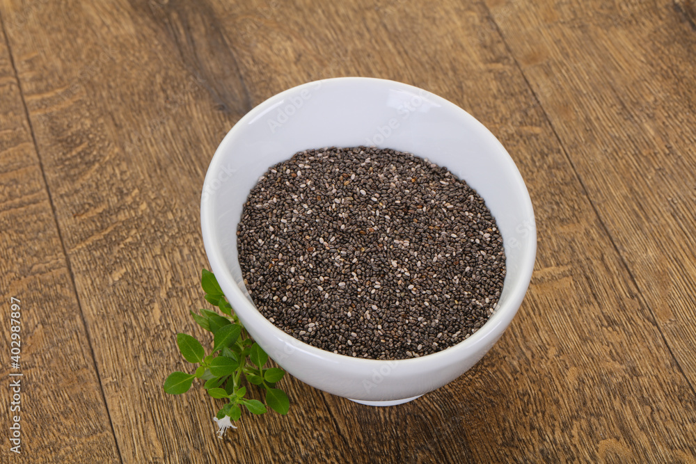 Dietary Chia seeds in the bowl