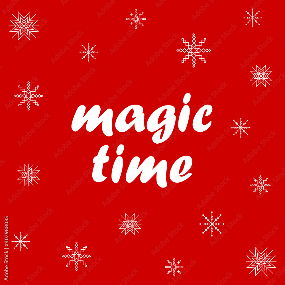 Magic time banner with snowflakes