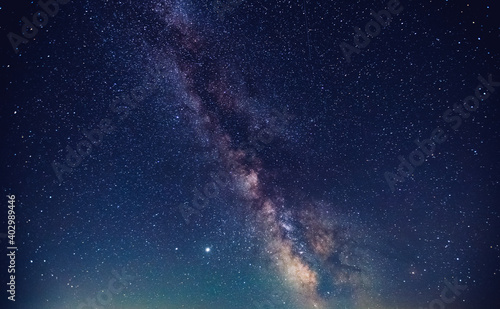 Gorgeous night landscape with bright Milky Way.