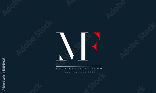 MF, FM, M, F Letter Logo Design with Creative Modern Trendy Typography photo