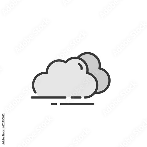Overcast. Filled color icon. Weather vector illustration
