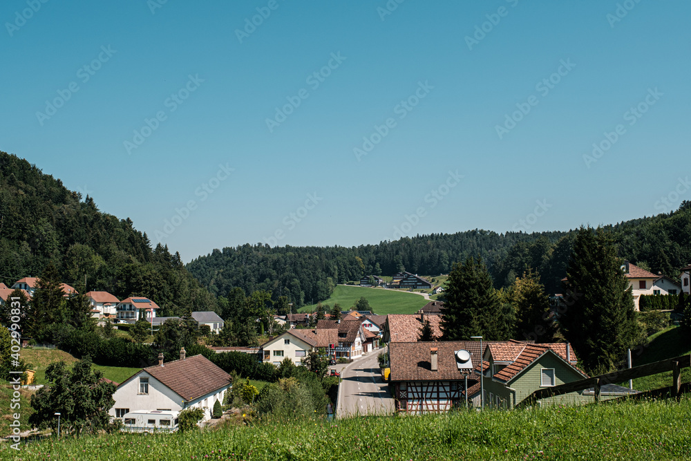 View of small village Fischingen in the canton of Thurgau in Switzerland
