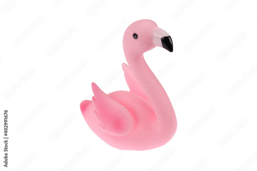 Pink toy flamingo. On a white background, isolated. Pink toy flamingo. On a white background, isolated.