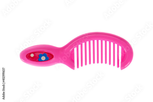 Pink baby hairbrush. On a white background  isolated.