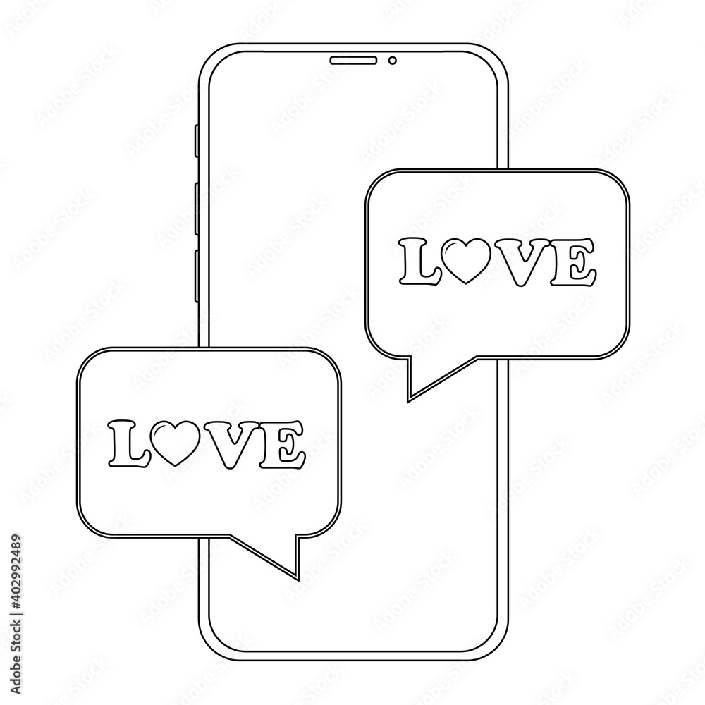 Simple illustration of phone with heart icon for St. Valentines Day Simple illustration of phone with heart icon for St. Valentines Day