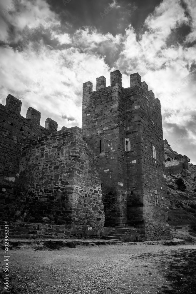 St. George's tower of the Genoese fortress in Sudak, Crimea. St. George's tower of the Genoese fortress in Sudak, Crimea.
