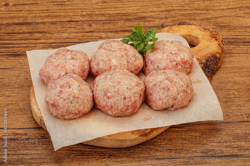 Raw turkey meatball for cooking Raw turkey meatball for cooking