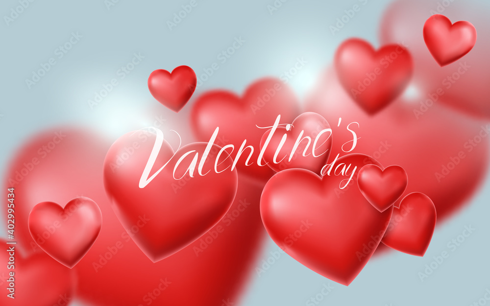 Valentines Day and Wedding background. 3d red heart balloon floating in the sky. Vector illustration
