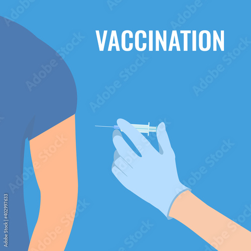 Doctor giving a male patient vaccine shot