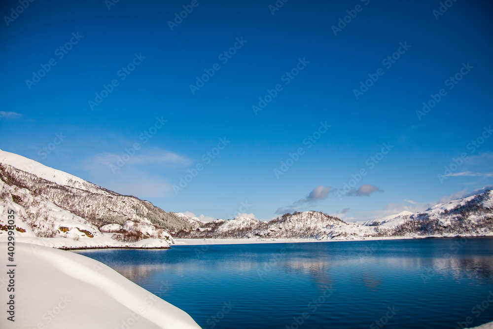 Obraz premium Winter in Lofoten Islands, Northern Norway