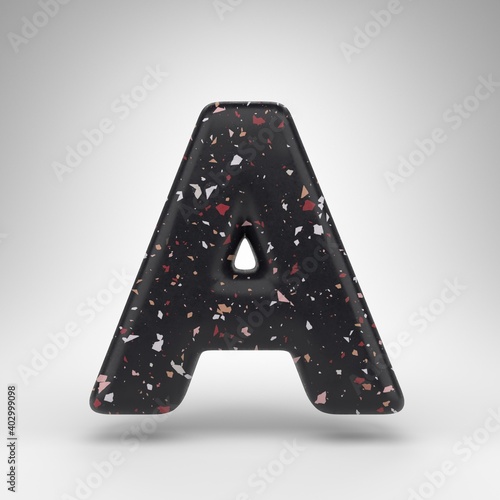 Wallpaper Mural Letter A uppercase on white background. 3D letter with black terrazzo pattern texture. Torontodigital.ca