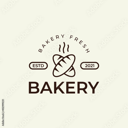 logo vector design for a bakery or home bakery business, with fresh bread icons that are still warm and smoky in a simple and minimalist style
