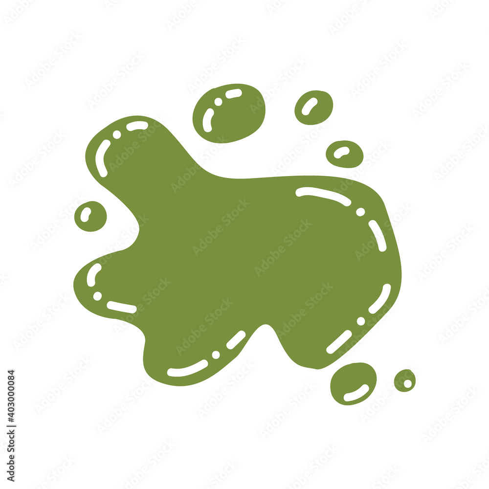 Vector illustration paint, splash ink, stain. Element isolated on white background. Use in children s educational books. Color training. Green color. Vector illustration paint, splash ink, stain. Element isolated on white background. Use in children s educational books. Color training. Green color.