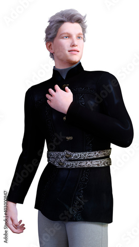 3D Rendering Medieval Prince on White