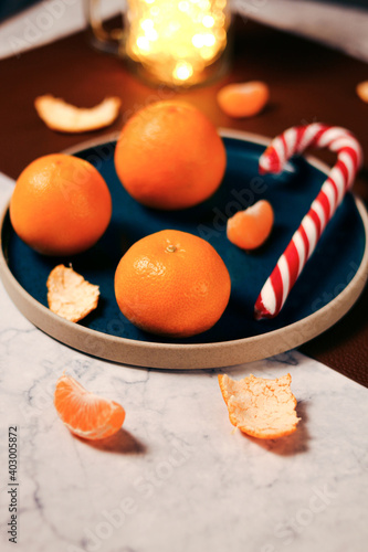 juicy fresh tangerines on a plate