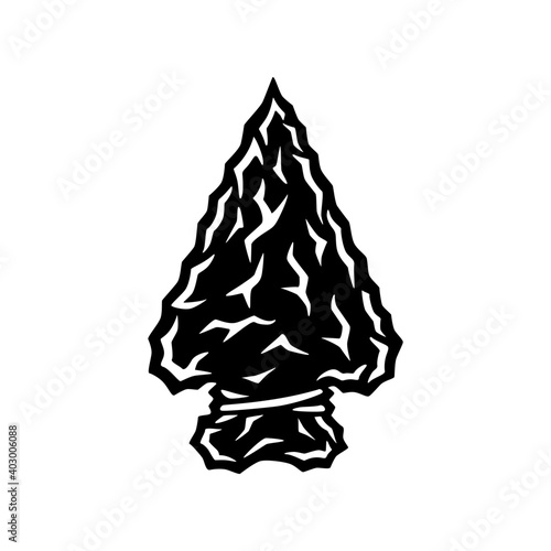 Native american flint arrowhead vintage concept in monochrome style isolated vector illustration